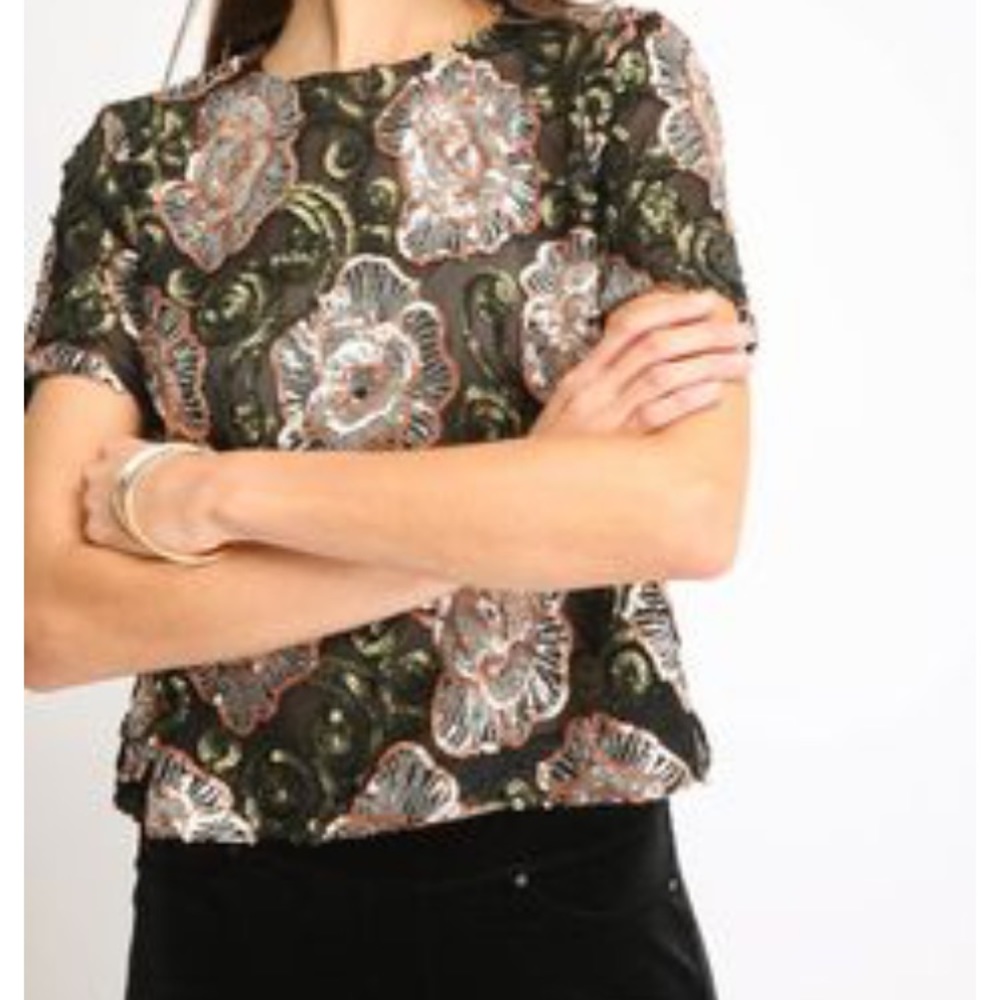 Endless Rose sparkly floral top NWT